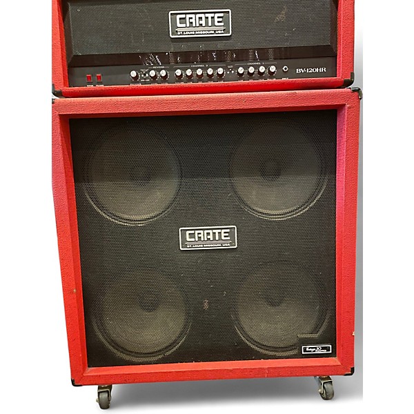 Used Crate BV120H Red Voodoo 120W Head w/ Red Voodoo 4x12 Cab Guitar Stack