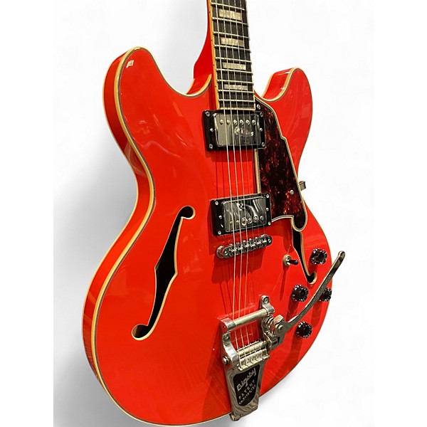 Used D'Angelico Premier Series DC Orange Hollow Body Electric Guitar