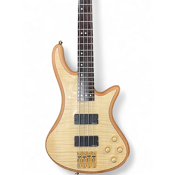 Used Schecter Guitar Research Stiletto Custom 4 String Natural Electric Bass Guitar