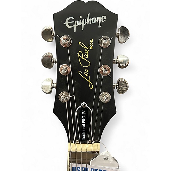 Used Epiphone Les Paul Traditional Pro IV Satin Black Solid Body Electric Guitar