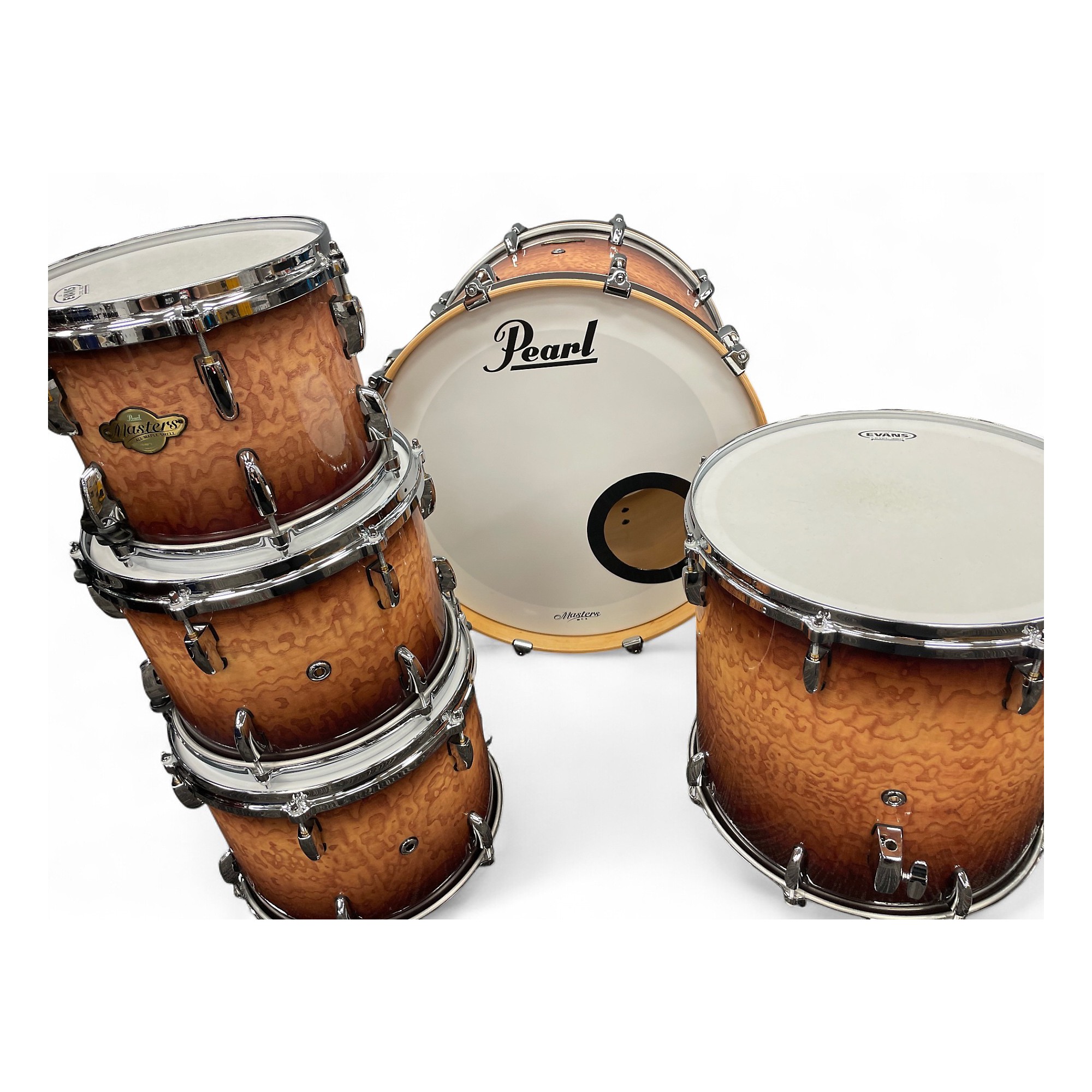Used Pearl 5 Piece MASTERS PURE MAPLE MOCHA BURST Drum Kit MOCHA