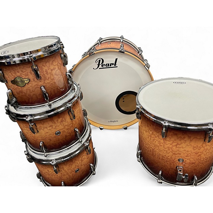 Used Pearl 5 Piece MASTERS PURE MAPLE MOCHA BURST Drum Kit MOCHA