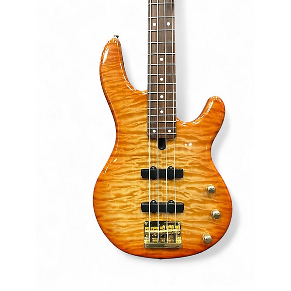 Used Yamaha bbg4 amber quilt Electric Bass Guitar amber