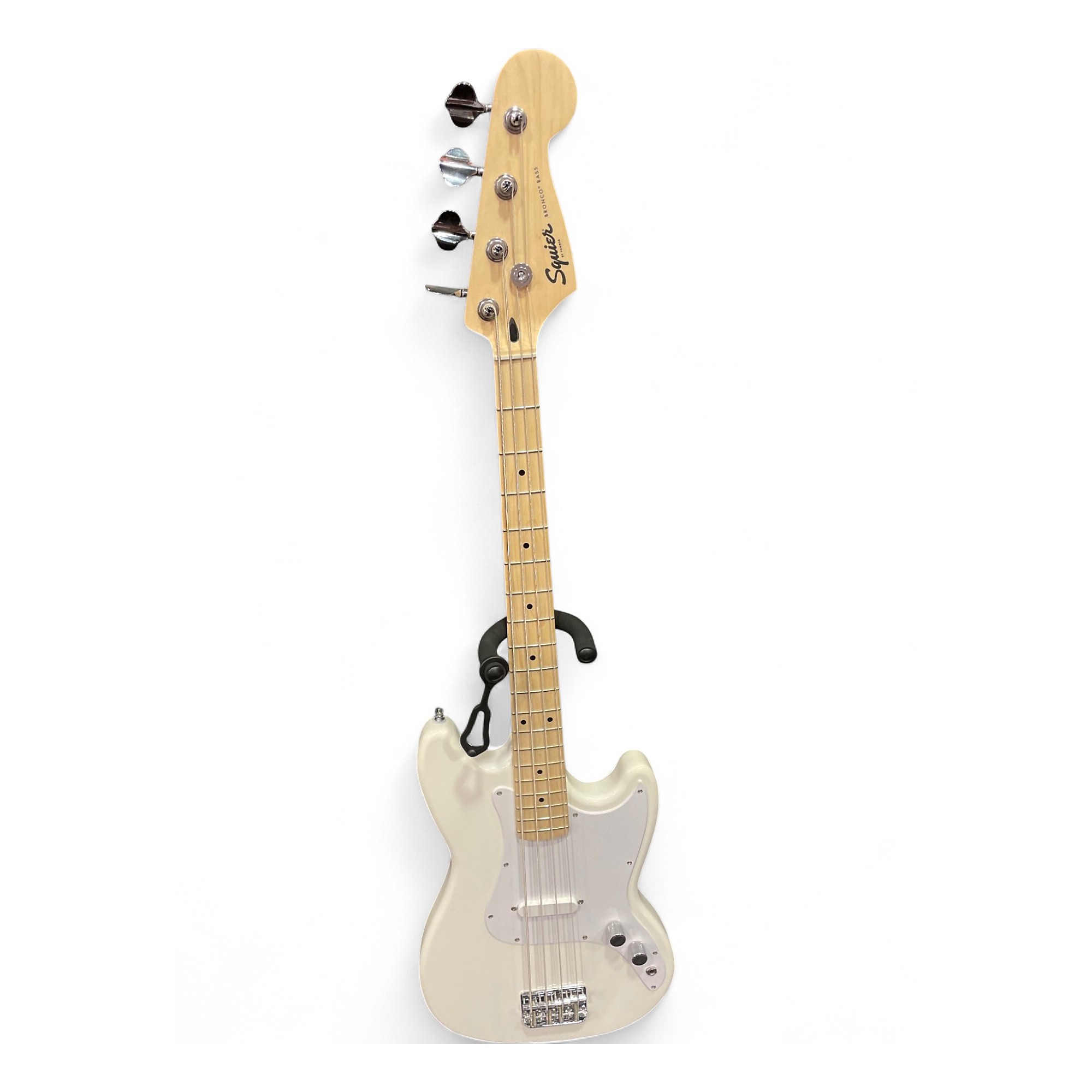 Used Squier Bronco Alpine White Electric Bass Guitar Alpine