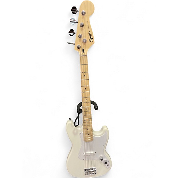 Used Squier Bronco Alpine White Electric Bass Guitar Alpine