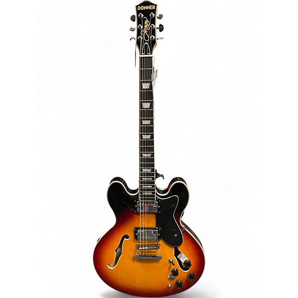 Used Donner DJP1000 3 Color Sunburst Hollow Body Electric Guitar