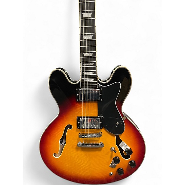 Used Donner DJP1000 3 Color Sunburst Hollow Body Electric Guitar