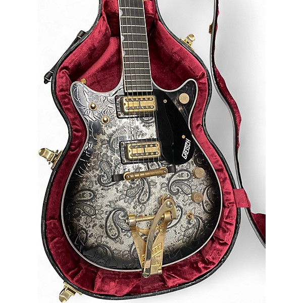 Used 2018 Gretsch Guitars G6128-CS SILVER PAISLEY Solid Body Electric Guitar