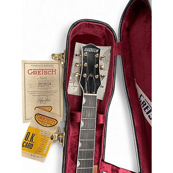 Used 2018 Gretsch Guitars G6128-CS SILVER PAISLEY Solid Body Electric Guitar