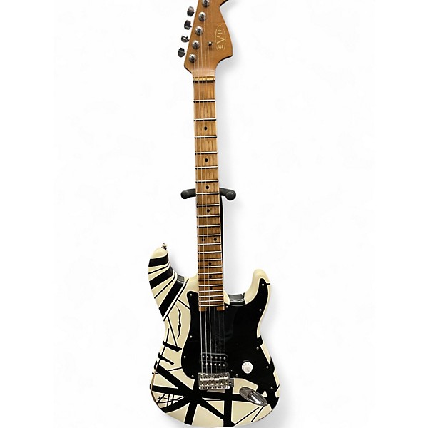 Used EVH Striped Series Black and White Solid Body Electric Guitar