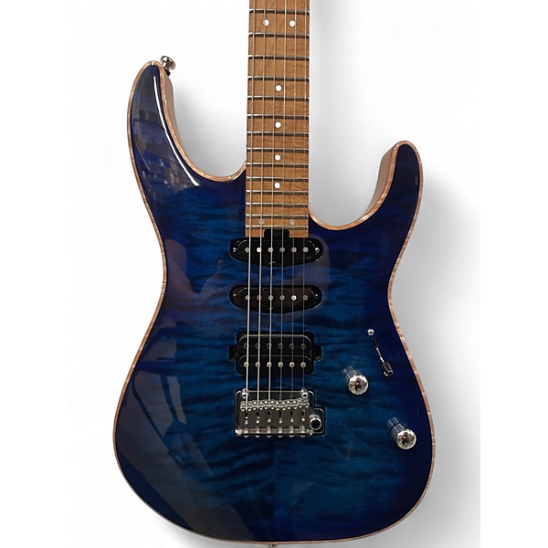 Used Charvel USA Select DK24 HSS 2PT CM QM Blue Burst Solid Body Electric Guitar