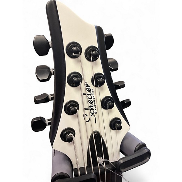 Used Schecter Guitar Research ROB SCALLON C8 Black and White Solid Body Electric Guitar