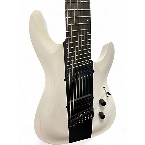 Used Schecter Guitar Research ROB SCALLON C8 Black and White Solid Body Electric Guitar
