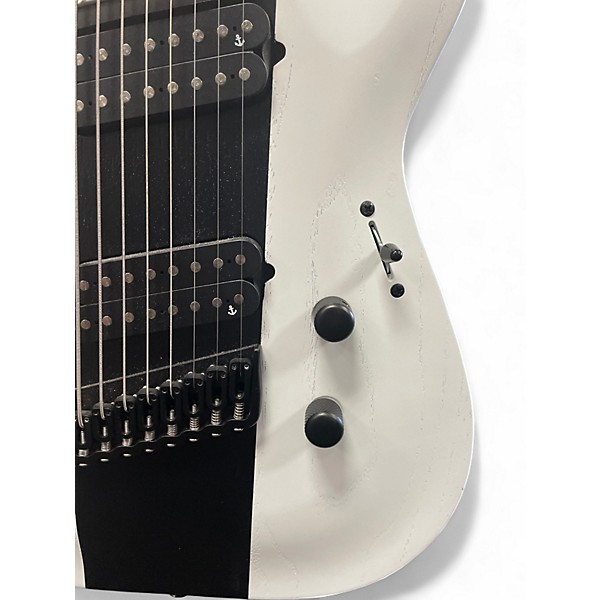 Used Schecter Guitar Research ROB SCALLON C8 Black and White Solid Body Electric Guitar