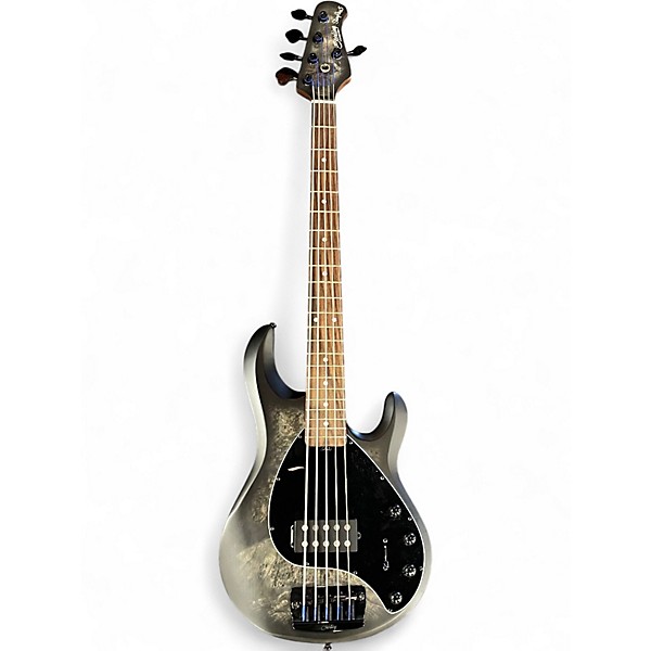 Used Sterling by Music Man Ray35 5 String Burl top TRANSPARENT SATIN BLACK Electric Bass Guitar