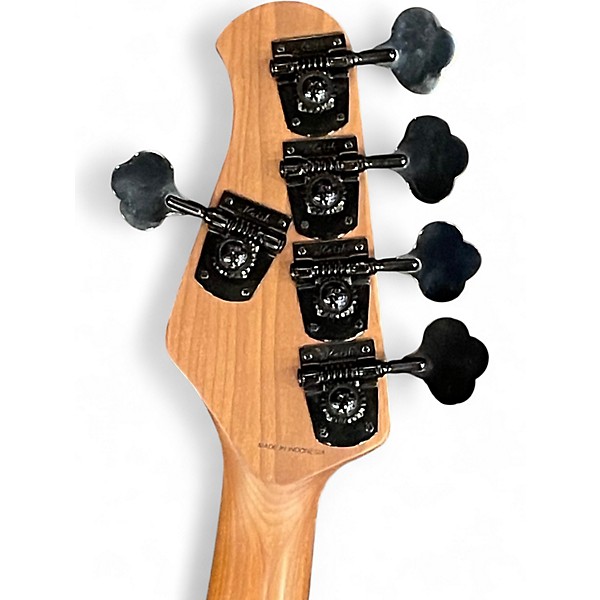 Used Sterling by Music Man Ray35 5 String Burl top TRANSPARENT SATIN BLACK Electric Bass Guitar