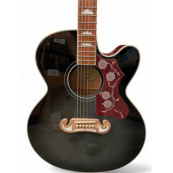 Used Epiphone J200 EC Studio * Black and Silver Acoustic Electric Guitar