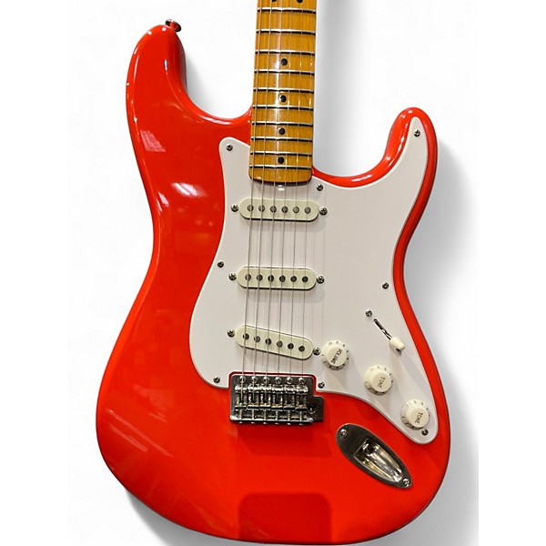 Used Squier Classic Vibe 1950S Stratocaster Fiesta Red Solid Body Electric Guitar