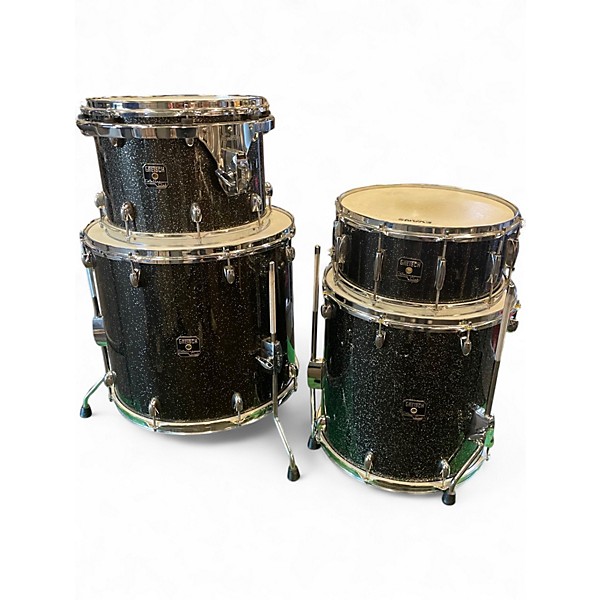 Used Gretsch Drums 6 Piece Catalina Club "Big Rocker" Painted/Lacquered Kit Galaxy Black Sparkle Drum Kit