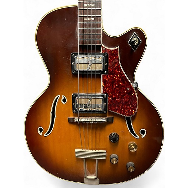 Vintage 1960s Harmony H-68 Jazz Artist Archtop Sunburst Hollow Body Electric Guitar
