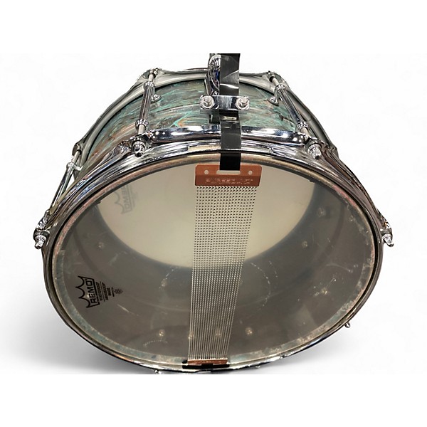 Used 2010s Pork Pie 13in Patina Brass Snare Teal Alcohol Ink Drum