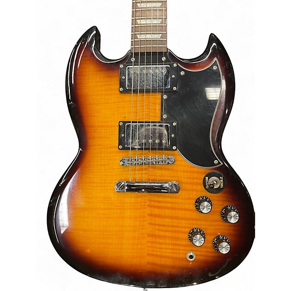 Used Epiphone G-400 Deluxe Tobacco Sunburst Flame Top Solid Body Electric Guitar