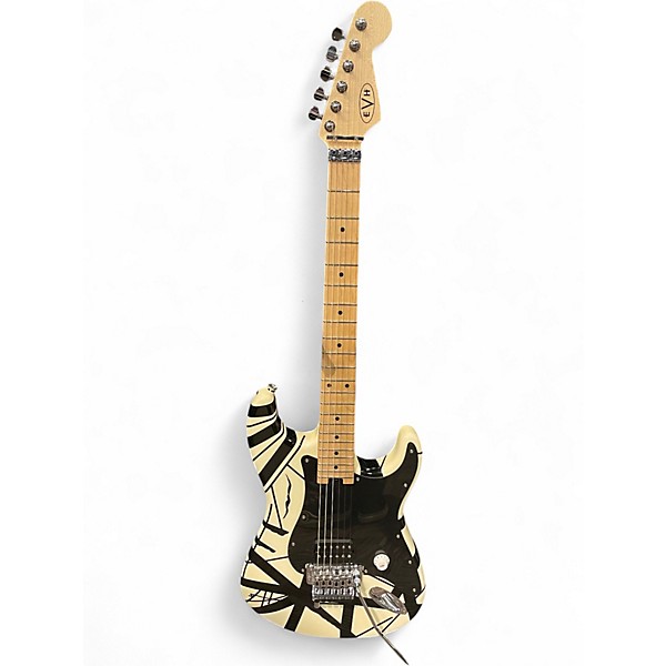 Used EVH Striped Series Black and White Solid Body Electric Guitar