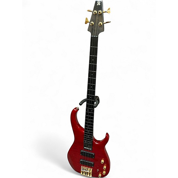 Vintage 1992 Modulus Guitars Q4 Quantum Fretless Trans Red Electric Bass Guitar