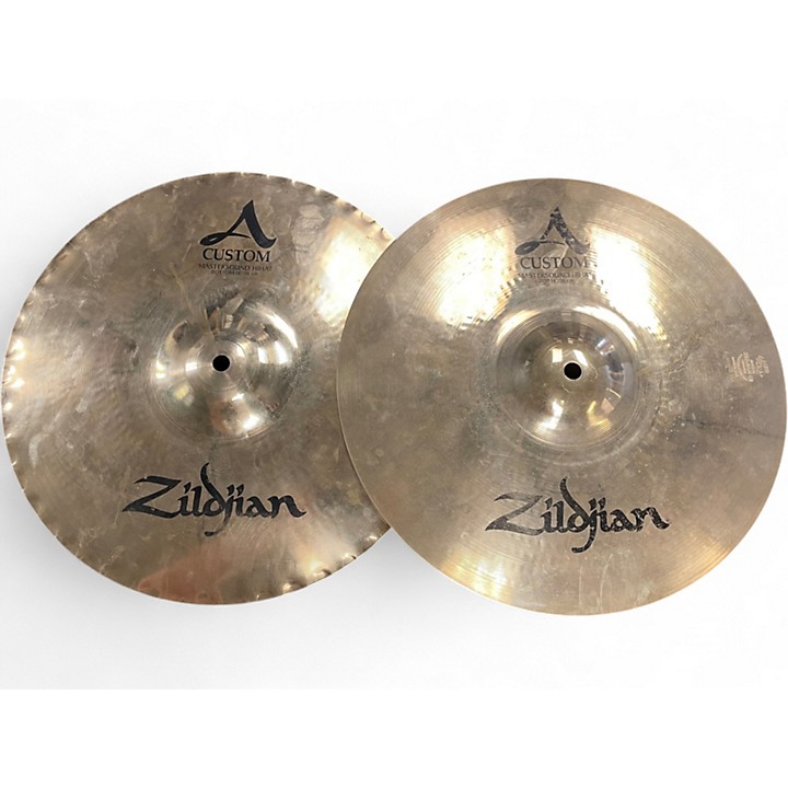 Used Zildjian 14in A Custom Mastersound Hi Hat Pair Cymbal