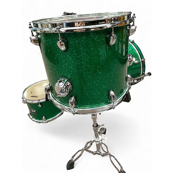 Used 2025 Jjrums Custom Drums 3 Piece Frequent Flyer Emerald green glass Drum Kit