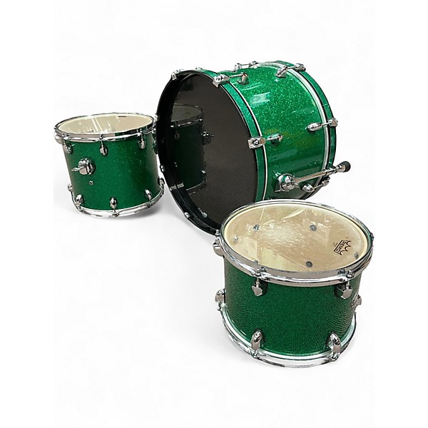Used 2025 Jjrums Custom Drums 3 Piece Frequent Flyer Emerald green glass Drum Kit