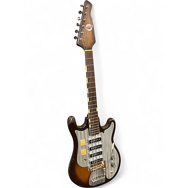 Vintage 1960s Telsco WG-4L Tobacco Sunburst Solid Body Electric Guitar