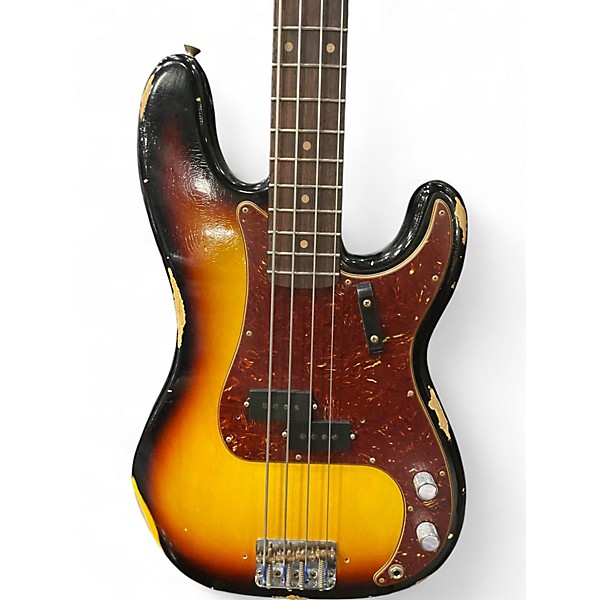Used Fender 1961 Precision Bass Custom Relic 2 Tone Sunburst Electric Bass Guitar