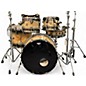 Used PDP by DW 5 Piece Limited-Edition Mapa Burl 5-Piece Shell Pack With Antique Br Black Burst Drum Kit
