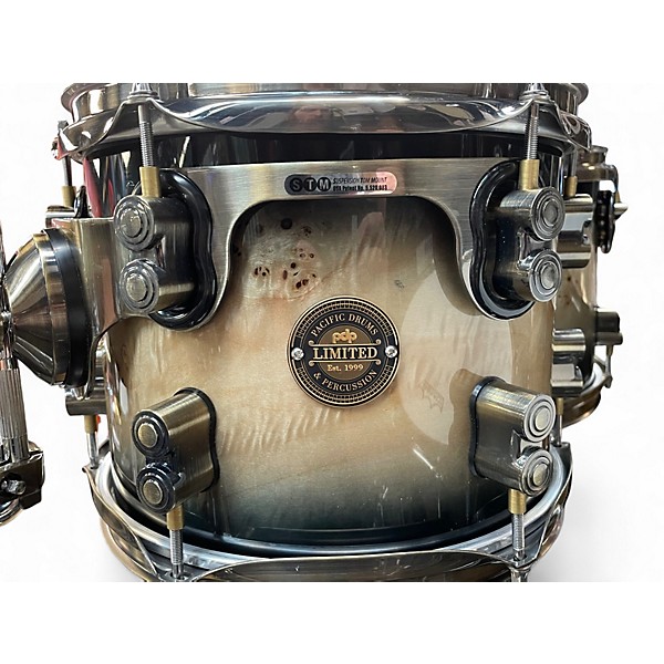 Used PDP by DW 5 Piece Limited-Edition Mapa Burl 5-Piece Shell Pack With Antique Br Black Burst Drum Kit