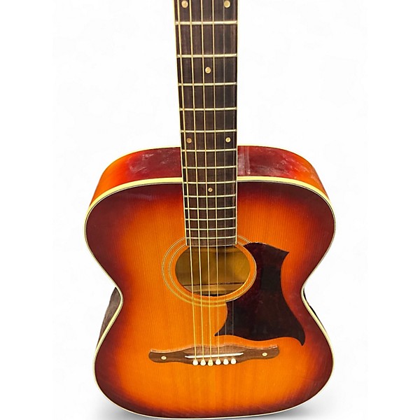 Vintage 1960s Harmony H168 Cherry Sunburst Acoustic Guitar