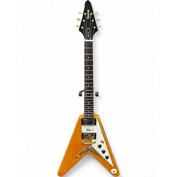 Used 2000s Epiphone Korina Flying V REISSUE Natural Solid Body Electric Guitar
