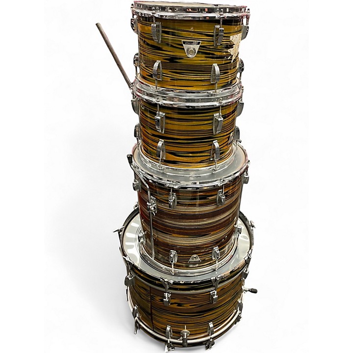 Vintage 1970s Ludwig 6 Piece STANDARD LEMON STRATA Drum Kit LEMON