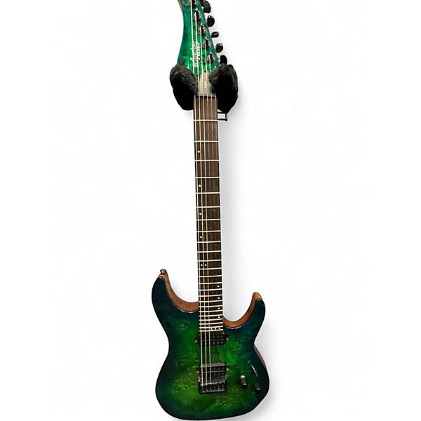 Used Schecter Guitar Research CR6 AQUA BURST Solid Body Electric Guitar