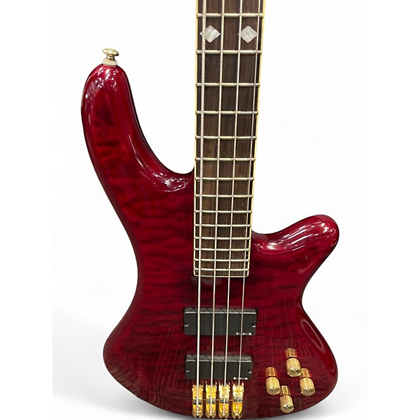 Used Schecter Guitar Research Elite 4 String Red Electric Bass Guitar
