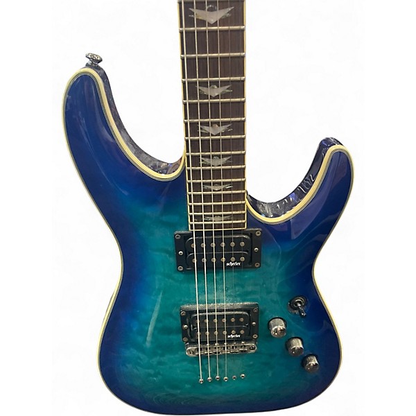 Used Schecter Guitar Research Omen Extreme 6 Ocean Blue Burst Solid Body Electric Guitar