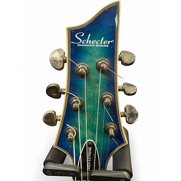 Used Schecter Guitar Research Omen Extreme 6 Ocean Blue Burst Solid Body Electric Guitar