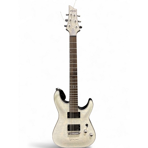 Used Schecter diamond series Translucent white Solid Body Electric Guitar