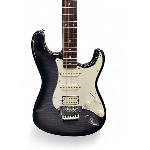 Vintage 1994 Fender Squier Series HSS Stratocaster with Floyd Blue Fotoflame Solid Body Electric Guitar