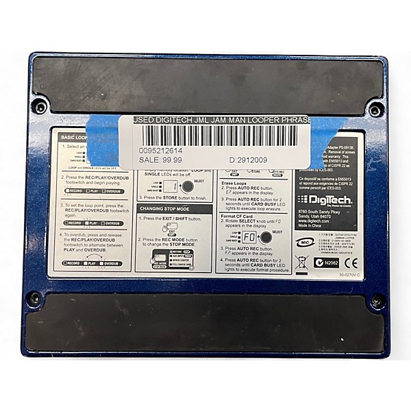 Used DigiTech JML Jam Man Looper Phrase Sampler Pedal