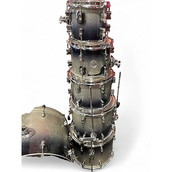 Used PDP by DW 6 Piece Concept Series SILVER TO BLACK FADE Drum Kit