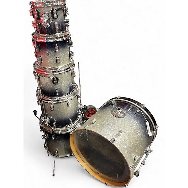 Used PDP by DW 6 Piece Concept Series SILVER TO BLACK FADE Drum Kit