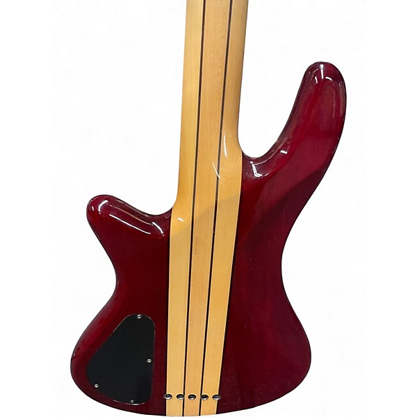 Used Schecter Guitar Research Stiletto Studio 5 String Satin Red Electric Bass Guitar