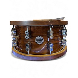 Used PDP by DW 14in Dark Stain Maple and Walnut Snare with Walnut Hoops  Dark Stain Maple Drum