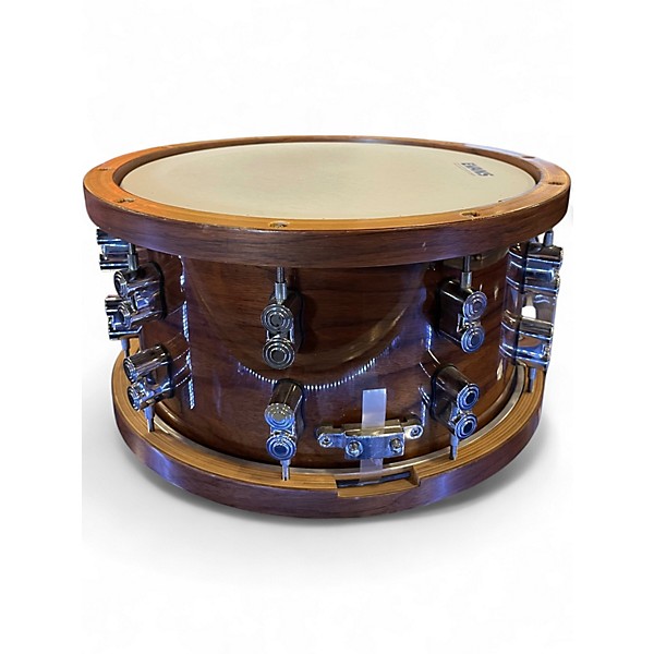 Used PDP by DW 14in Dark Stain Maple and Walnut Snare with Walnut Hoops Dark Stain Maple Drum